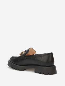 Sale La Modeuse Mocassins à semelle crantée et mors doré Noir