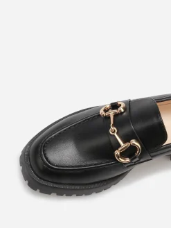 Sale La Modeuse Mocassins à semelle crantée et mors doré Noir