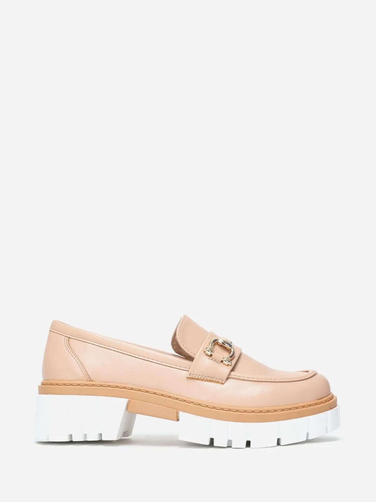 Discount La Modeuse Mocassins à semelle crantée bicolore Taupe