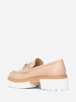 Discount La Modeuse Mocassins à semelle crantée bicolore Taupe