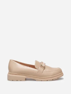 Discount La Modeuse Mocassins à semelle fine crantée et boucle Taupe