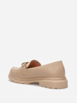 Discount La Modeuse Mocassins à semelle fine crantée et boucle Taupe