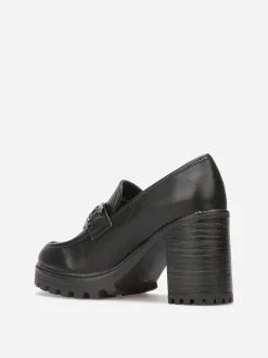 Sale La Modeuse Mocassins à talon cranté Noir