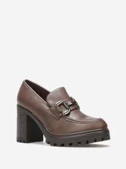 Sale La Modeuse Mocassins à talon cranté Marron