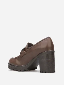 Sale La Modeuse Mocassins à talon cranté Marron