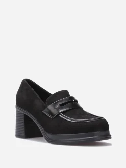 Online La Modeuse Mocassins à talon en suédine Noir
