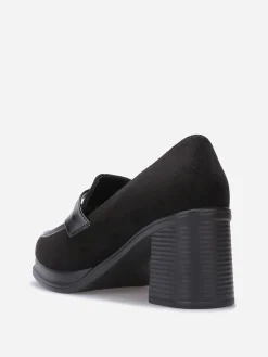 Online La Modeuse Mocassins à talon en suédine Noir