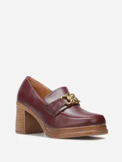 Best La Modeuse Mocassins à talon et boucle dorée Café