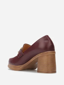 Best La Modeuse Mocassins à talon et boucle dorée Café