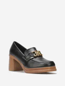 Best La Modeuse Mocassins à talon et boucle dorée Noir