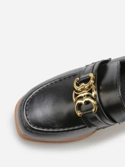 Best La Modeuse Mocassins à talon et boucle dorée Noir