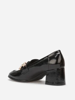 Clearance La Modeuse Mocassins à talon et mors dorés Noir