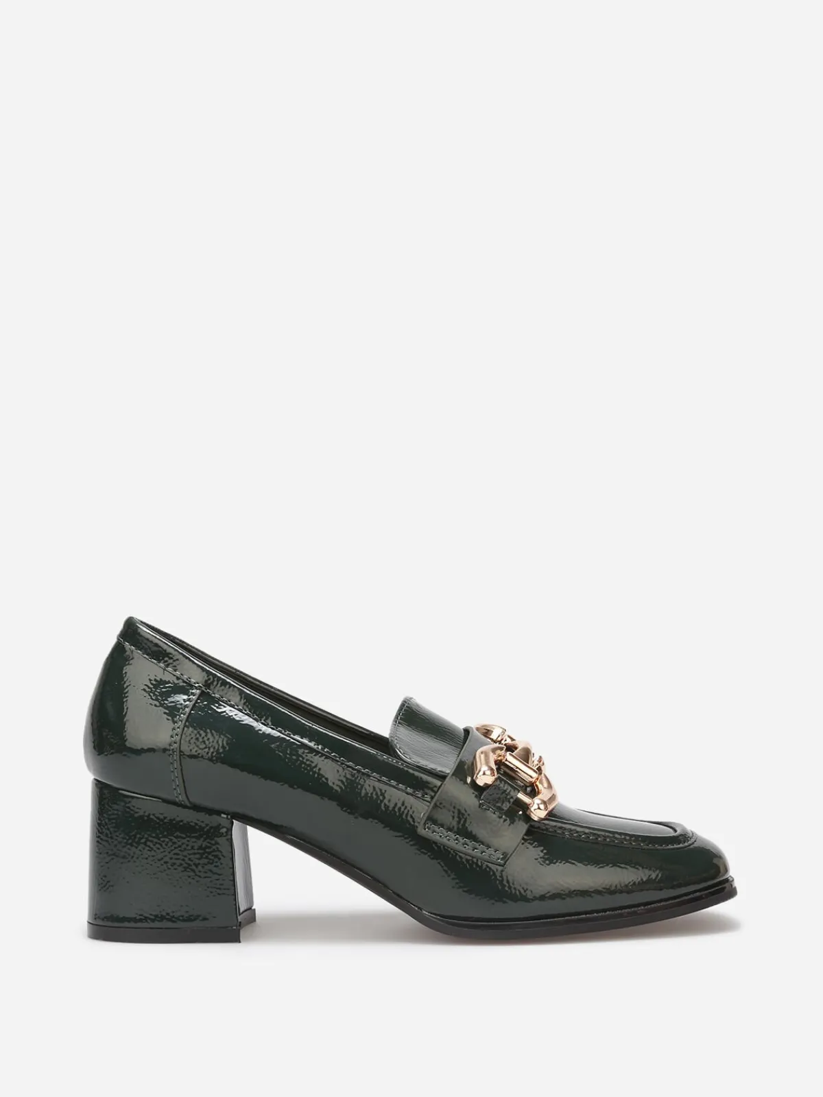 Outlet La Modeuse Mocassins à talon et mors dorés Vert