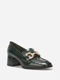 Outlet La Modeuse Mocassins à talon et mors dorés Vert