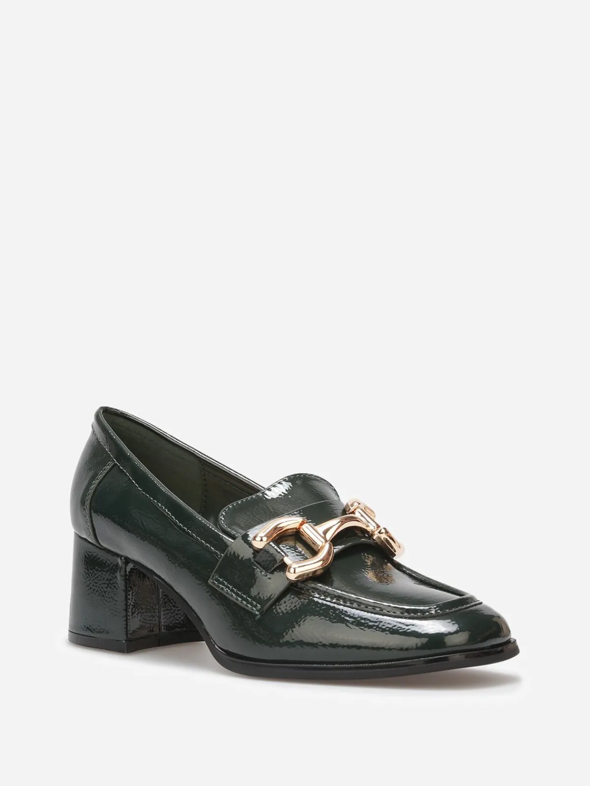 Outlet La Modeuse Mocassins à talon et mors dorés Vert