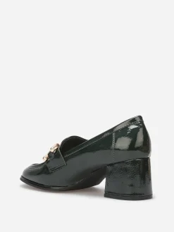 Outlet La Modeuse Mocassins à talon et mors dorés Vert