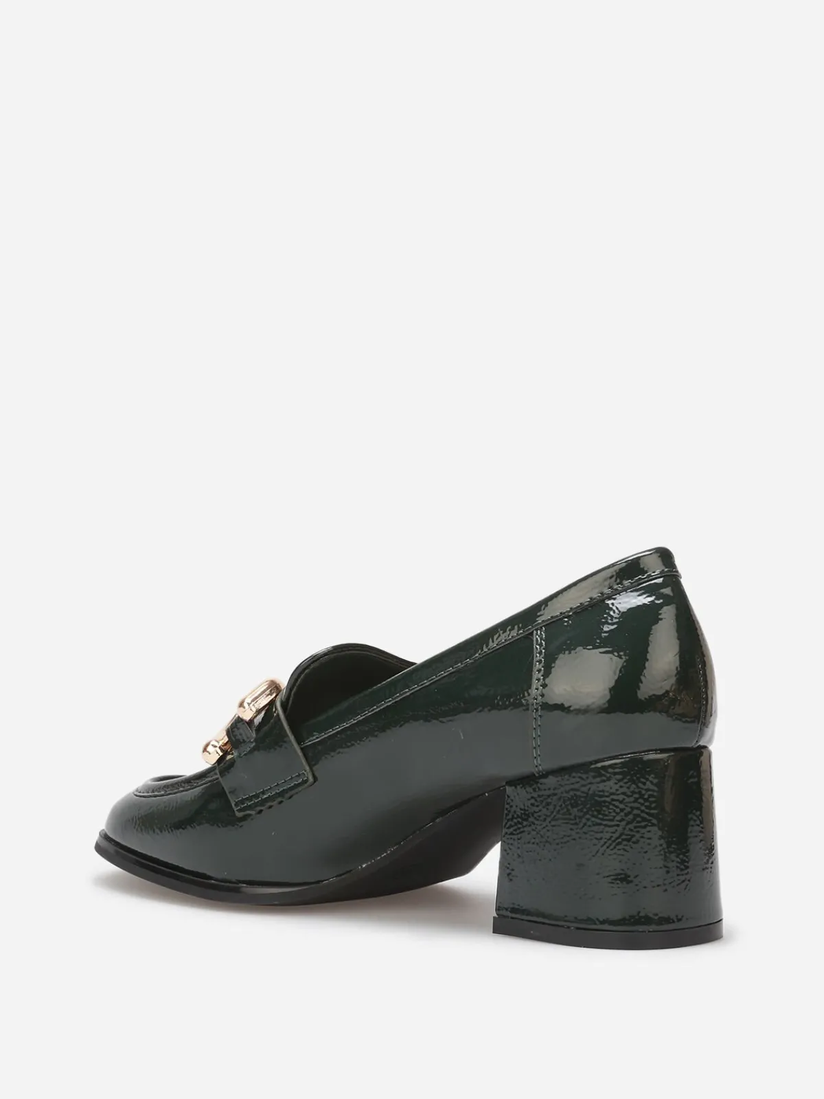 Outlet La Modeuse Mocassins à talon et mors dorés Vert