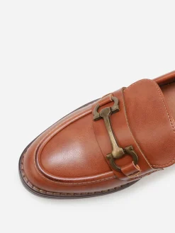 Online La Modeuse Mocassins à talon et mors métallique Camel
