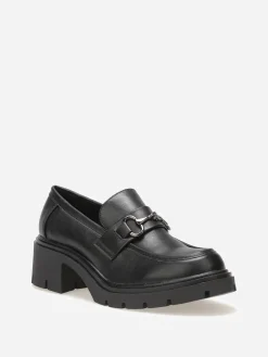 New La Modeuse Mocassins à talon et semelle crantés Noir