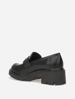 New La Modeuse Mocassins à talon et semelle crantés Noir