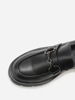 New La Modeuse Mocassins à talon et semelle crantés Noir