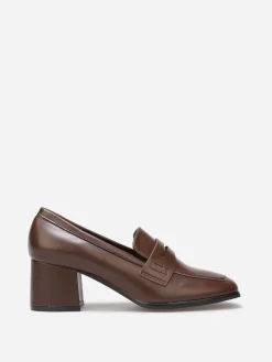 Outlet La Modeuse Mocassins à talon et surpiqûres Marron