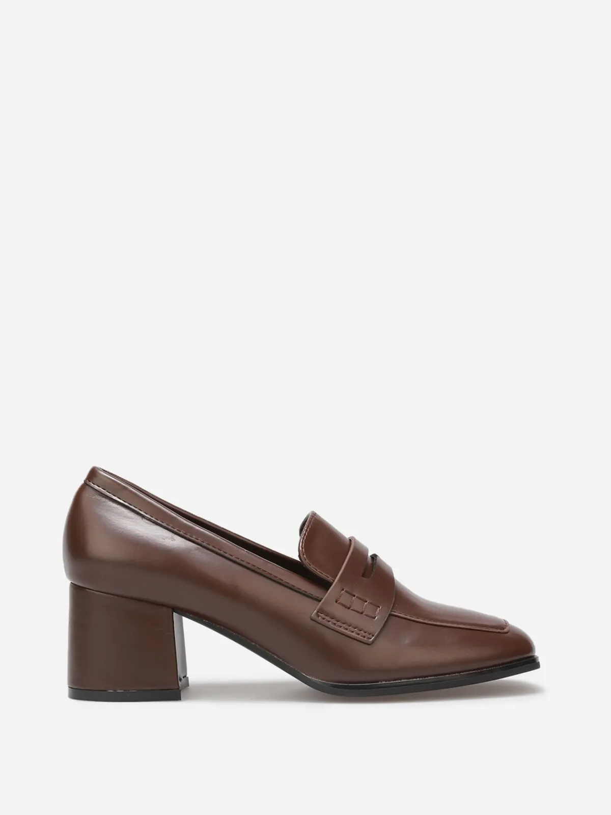 Outlet La Modeuse Mocassins à talon et surpiqûres Marron
