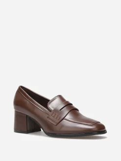 Outlet La Modeuse Mocassins à talon et surpiqûres Marron