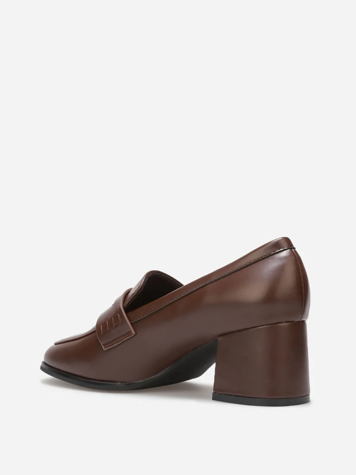 Outlet La Modeuse Mocassins à talon et surpiqûres Marron