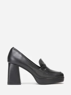 Clearance La Modeuse Mocassins à talon trapèze Noir