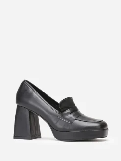 Clearance La Modeuse Mocassins à talon trapèze Noir