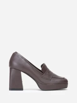 La Modeuse Mocassins à talon trapèze Marron