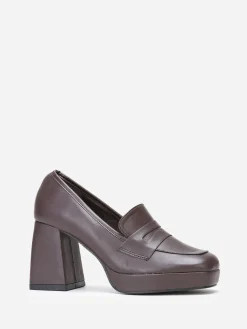 La Modeuse Mocassins à talon trapèze Marron