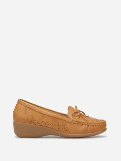 Sale La Modeuse Mocassins ajourés avec petit n艙ud Camel