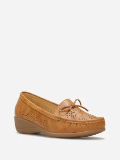 Sale La Modeuse Mocassins ajourés avec petit n艙ud Camel