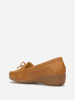 Sale La Modeuse Mocassins ajourés avec petit n艙ud Camel