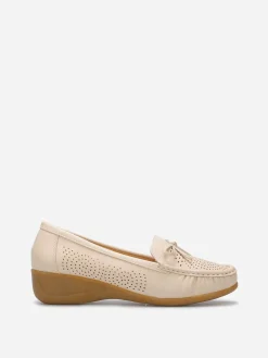 Sale La Modeuse Mocassins ajourés avec petit n艙ud Beige