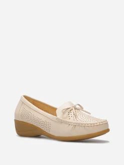 Sale La Modeuse Mocassins ajourés avec petit n艙ud Beige
