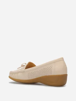 Sale La Modeuse Mocassins ajourés avec petit n艙ud Beige