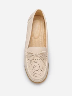 Sale La Modeuse Mocassins ajourés avec petit n艙ud Beige