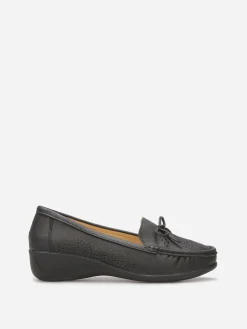 Sale La Modeuse Mocassins ajourés avec petit n艙ud Noir