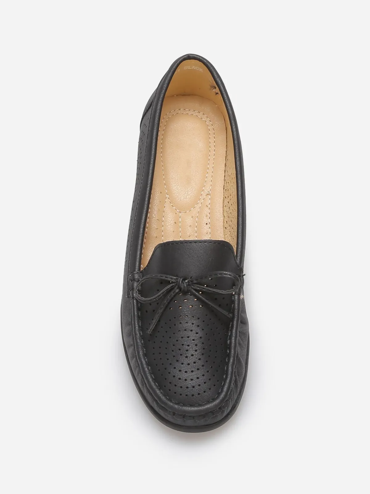 Sale La Modeuse Mocassins ajourés avec petit n艙ud Noir
