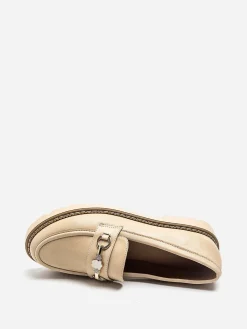 Outlet La Modeuse Mocassins avec mors à strass Beige