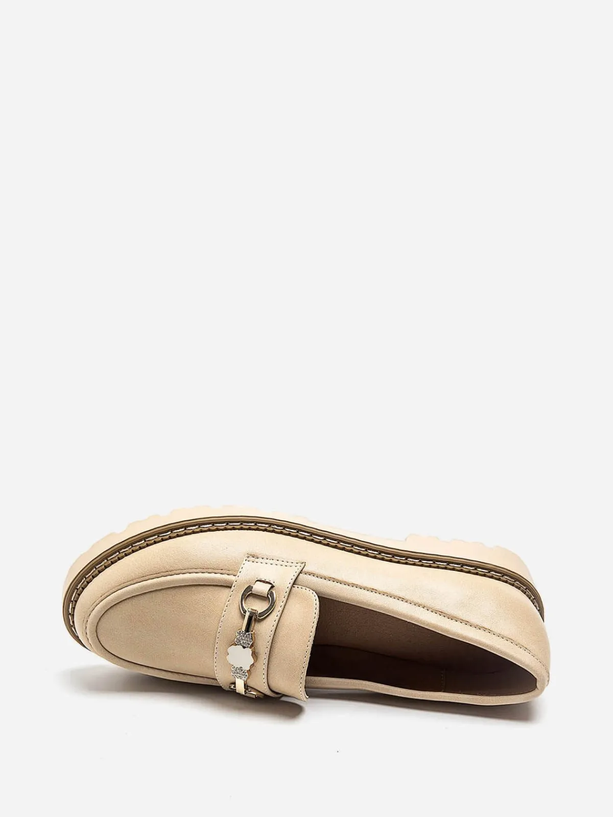 Outlet La Modeuse Mocassins avec mors à strass Beige