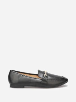 Discount La Modeuse Mocassins avec surpiqûres et bride dorée Noir