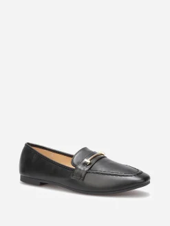 Discount La Modeuse Mocassins avec surpiqûres et bride dorée Noir
