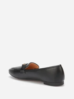 Discount La Modeuse Mocassins avec surpiqûres et bride dorée Noir