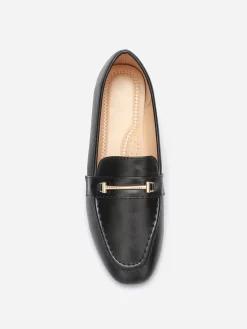 Discount La Modeuse Mocassins avec surpiqûres et bride dorée Noir