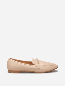 Discount La Modeuse Mocassins avec surpiqûres et bride dorée Beige