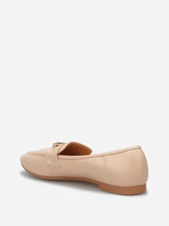 Discount La Modeuse Mocassins avec surpiqûres et bride dorée Beige